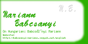 mariann babcsanyi business card